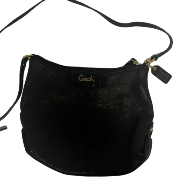 Coach Madison Black Pebbled Leather Small Crossbody Gold Hardware/Snakeskin Trim - Picture 7 of 9
